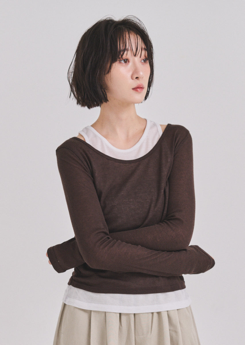 ロングスリーブレイヤードシアートップス