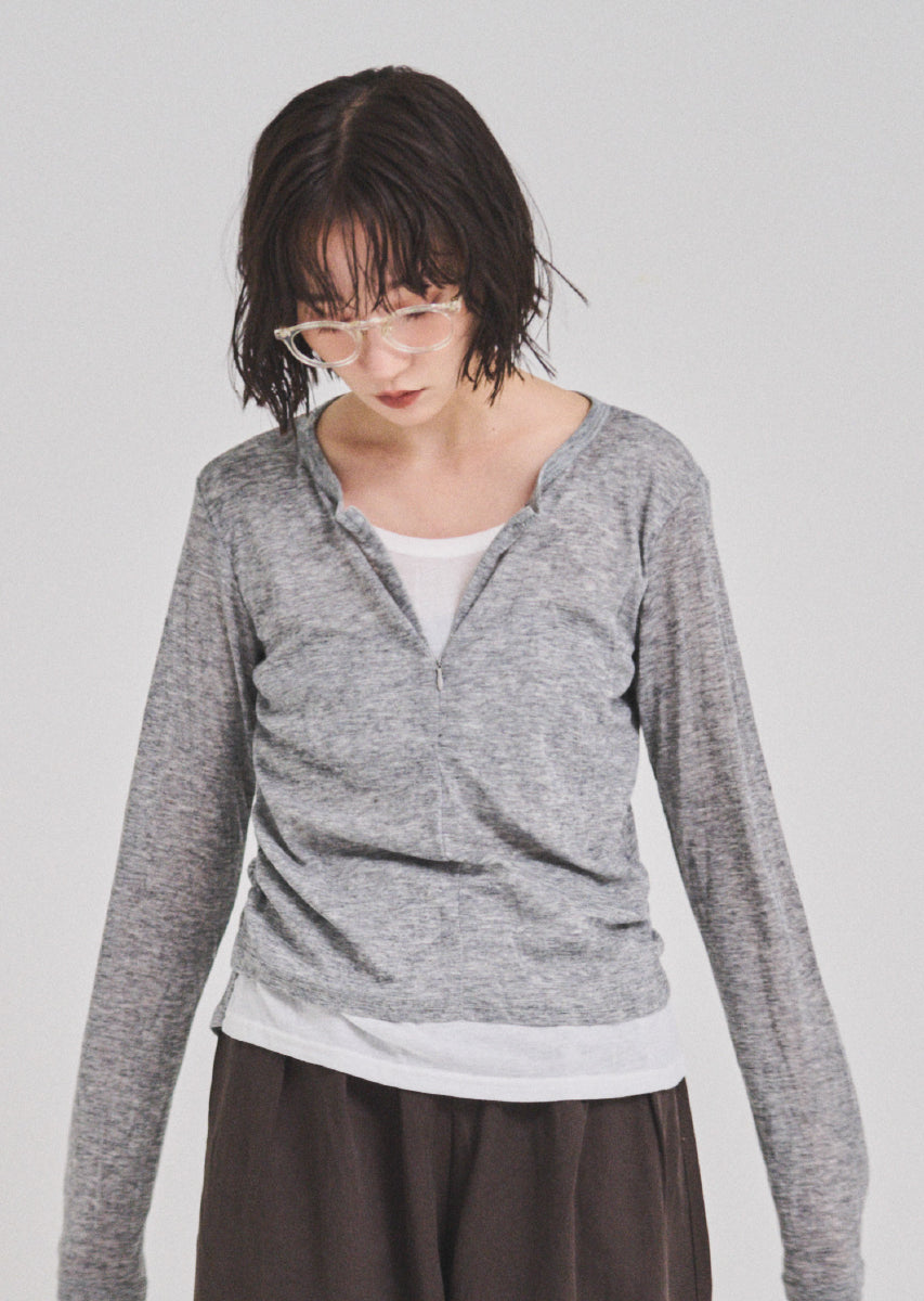 ハーフジップシアートップス