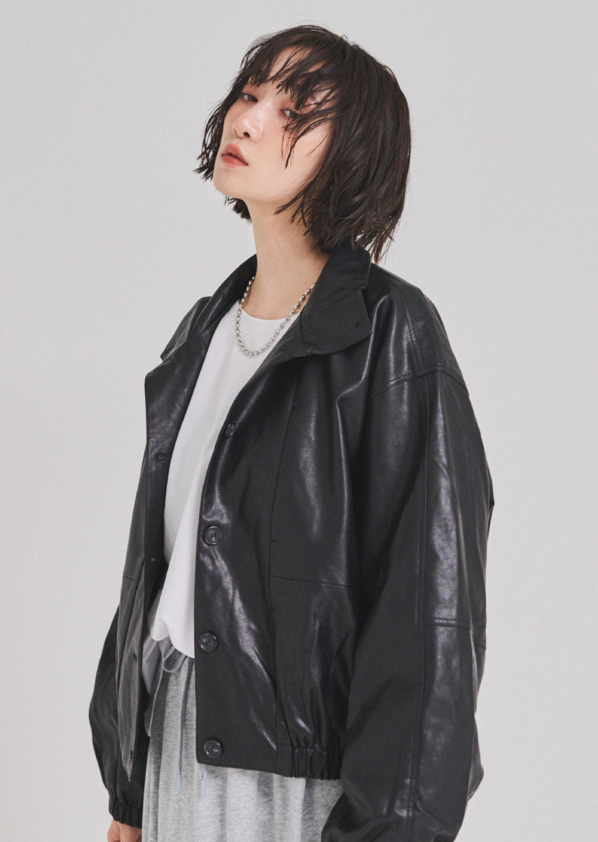 フェイクレザーオーバーブルゾン