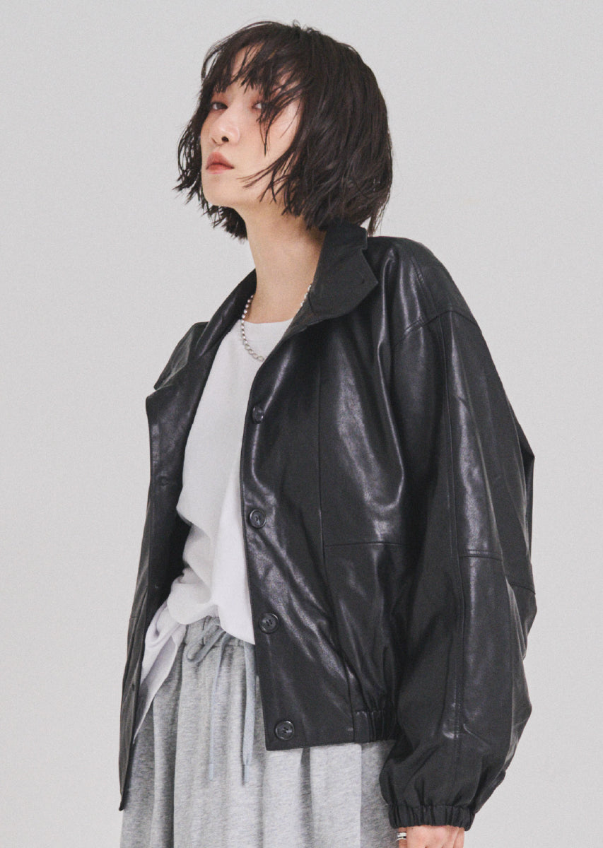 フェイクレザーオーバーブルゾン