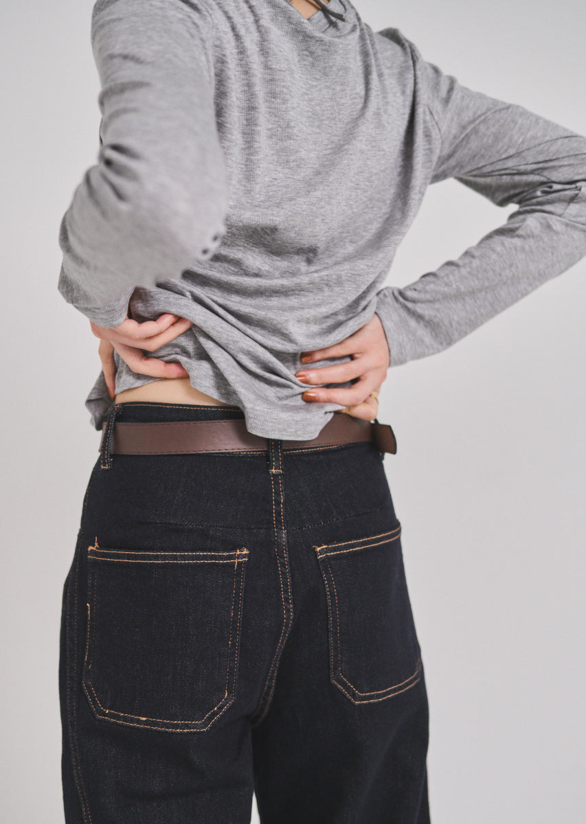 ベルトSETカーヴィーデニムパンツ