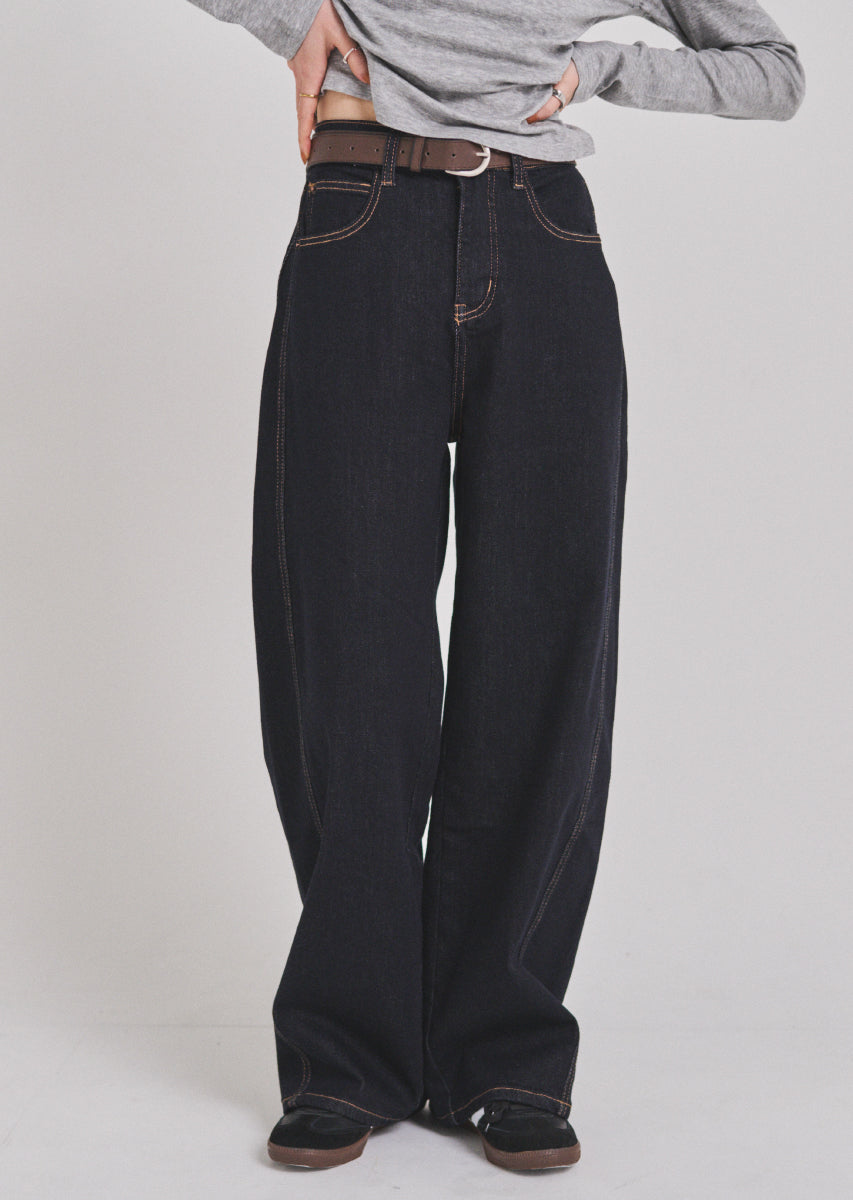 ベルトSETカーヴィーデニムパンツ