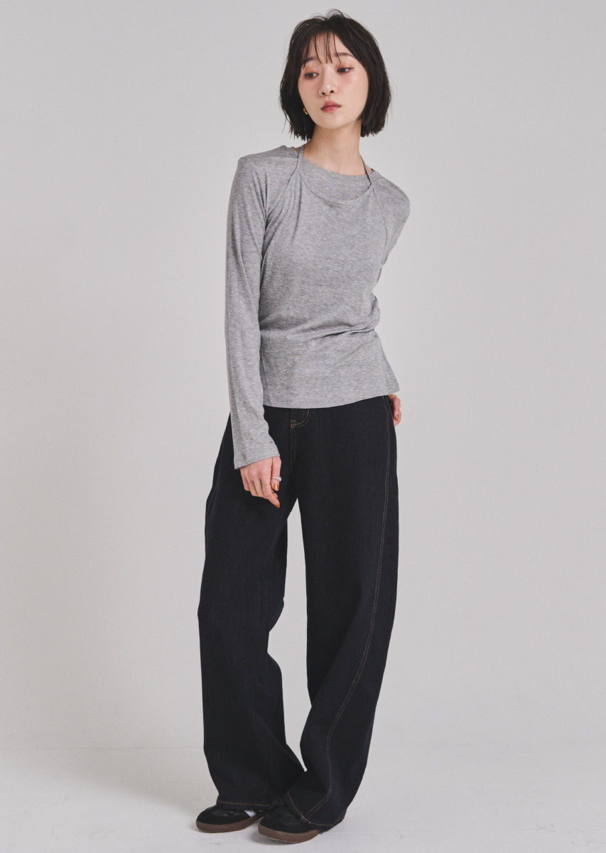 ベルトSETカーヴィーデニムパンツ