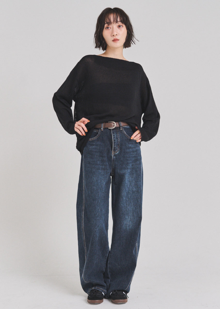 ベルトSETカーヴィーデニムパンツ