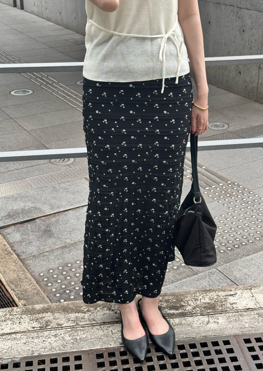 ストレッチレースフラワーロングスカート