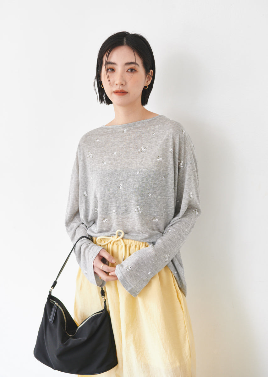 フラワーパターンバックレースアップトップス