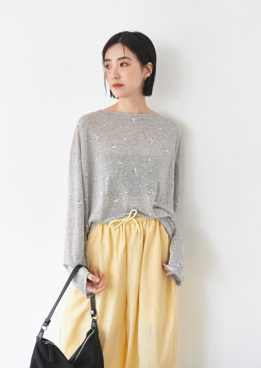 フラワーパターンバックレースアップトップス