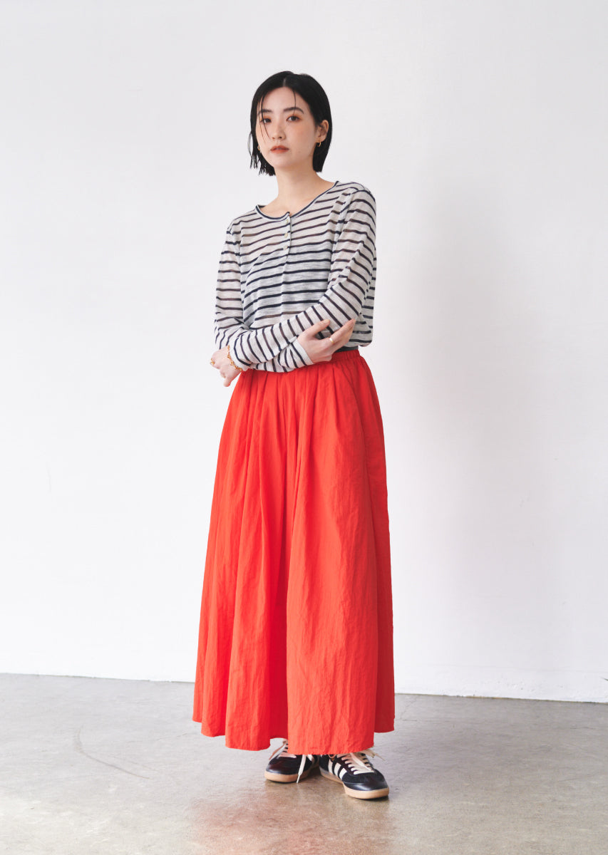 ベルト付きタックロングスカート