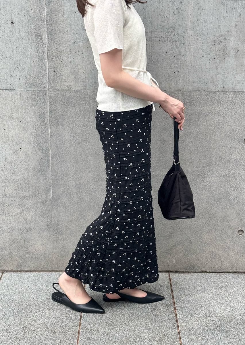 ストレッチレースフラワーロングスカート