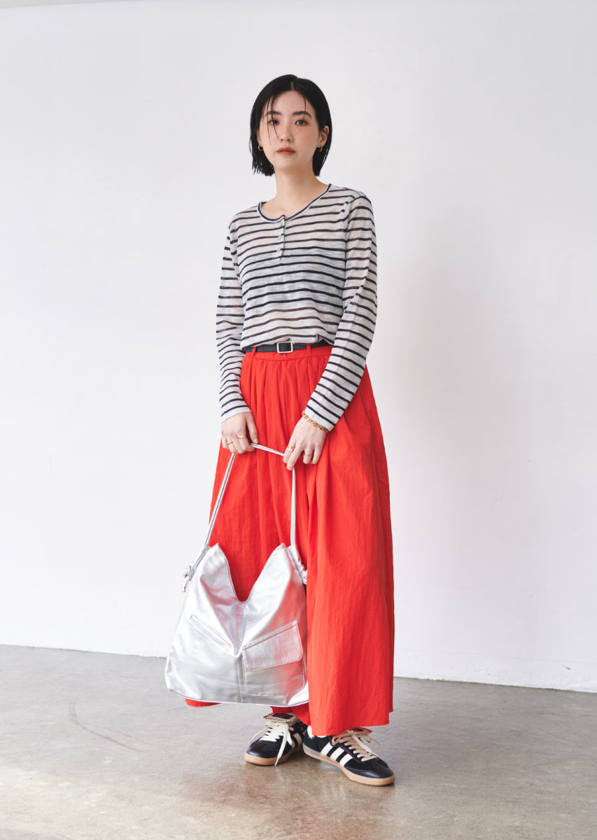 ベルト付きタックロングスカート