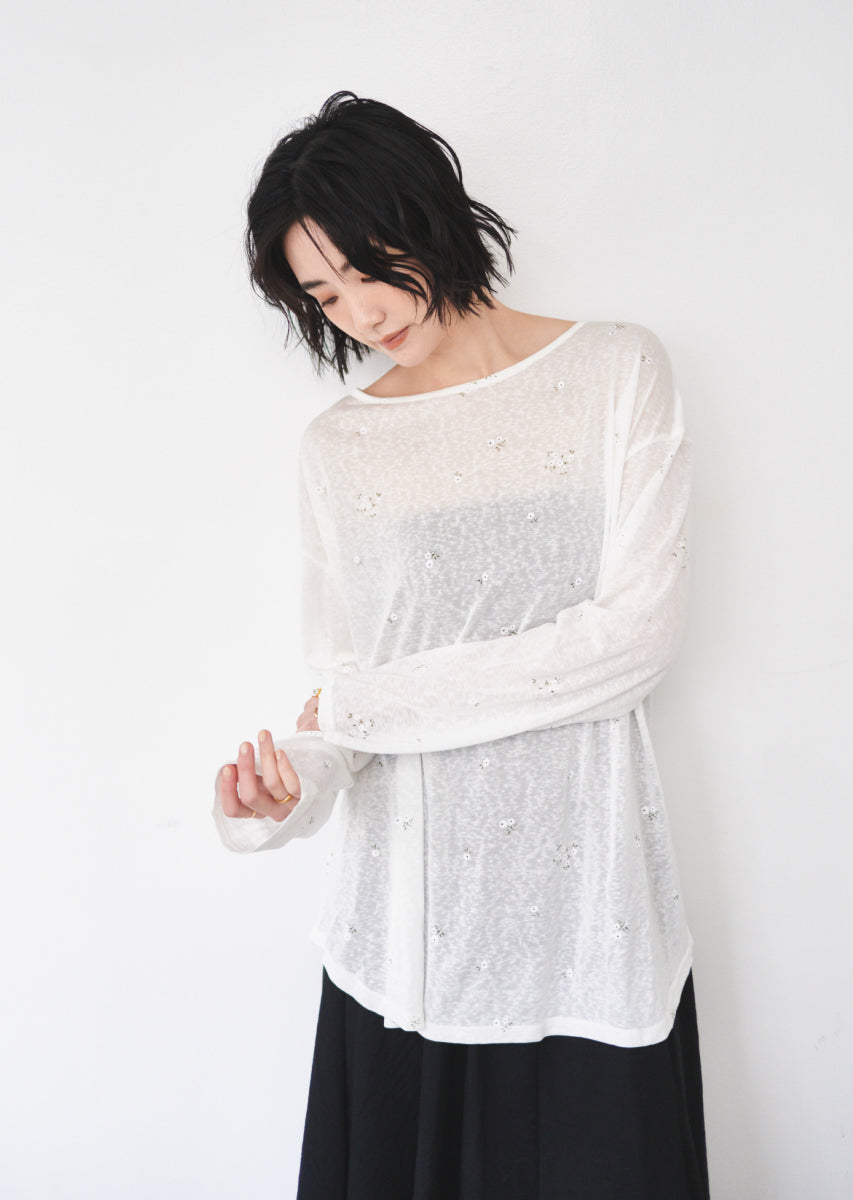 フラワーパターンバックレースアップトップス