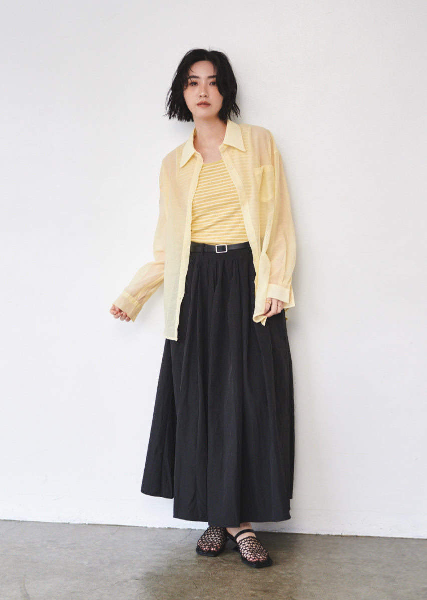 ベルト付きタックロングスカート