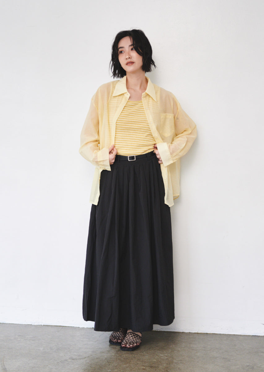 ベルト付きタックロングスカート
