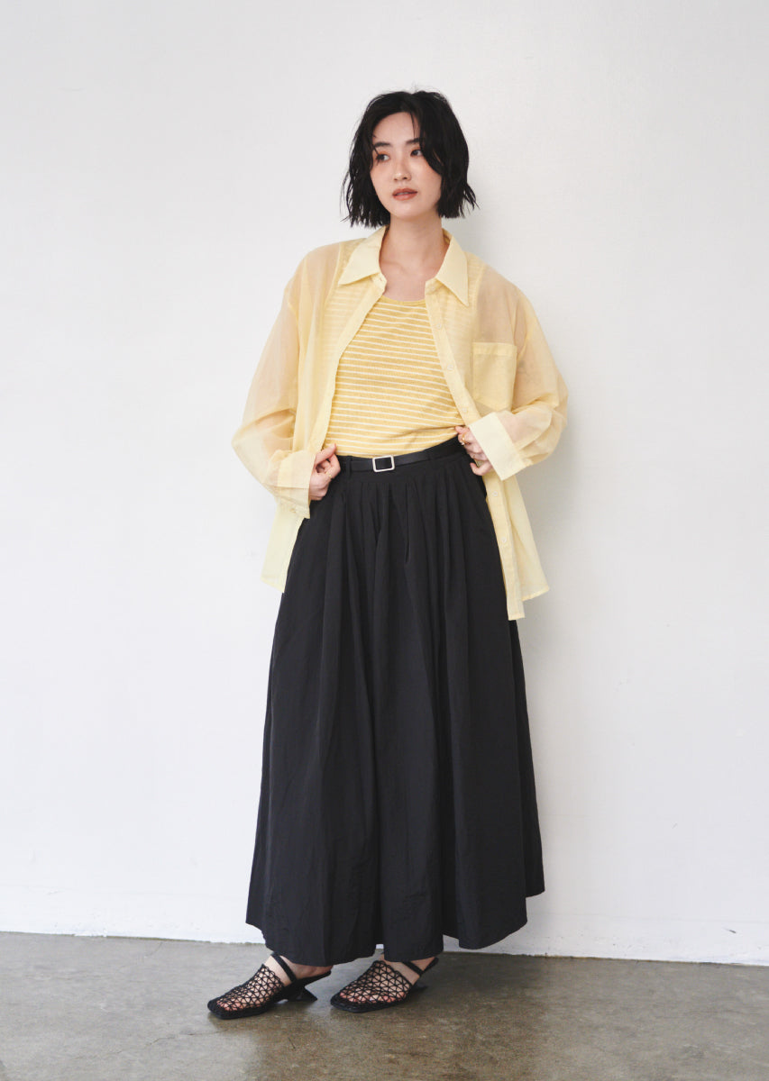 ベルト付きタックロングスカート