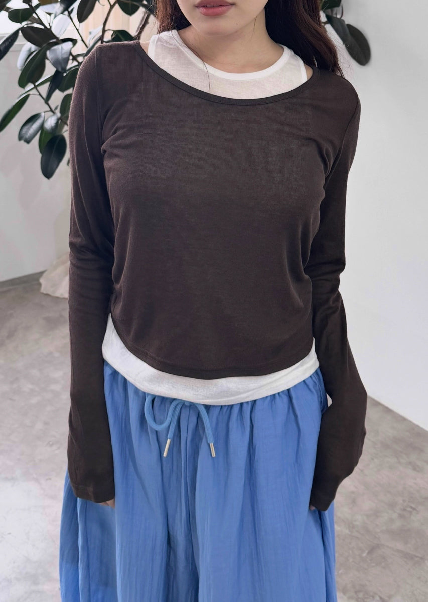 ロングスリーブレイヤードシアートップス