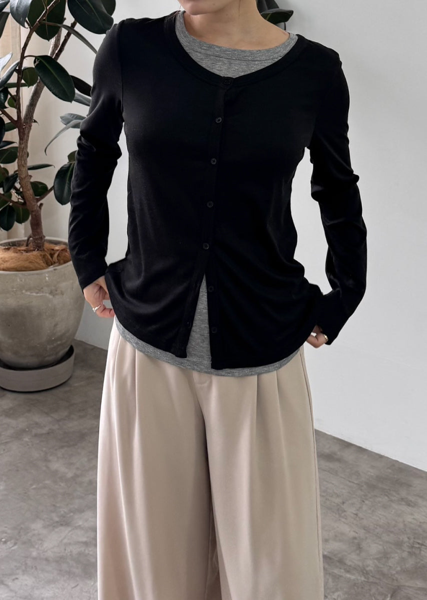 バイカラーソフトフィットカーディガン