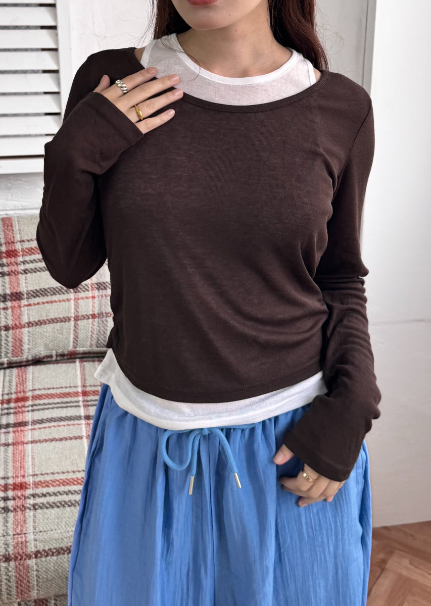 ロングスリーブレイヤードシアートップス