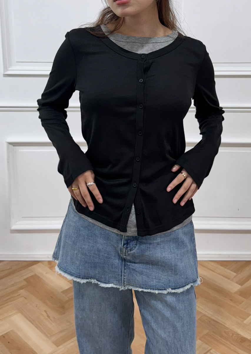 バイカラーソフトフィットカーディガン