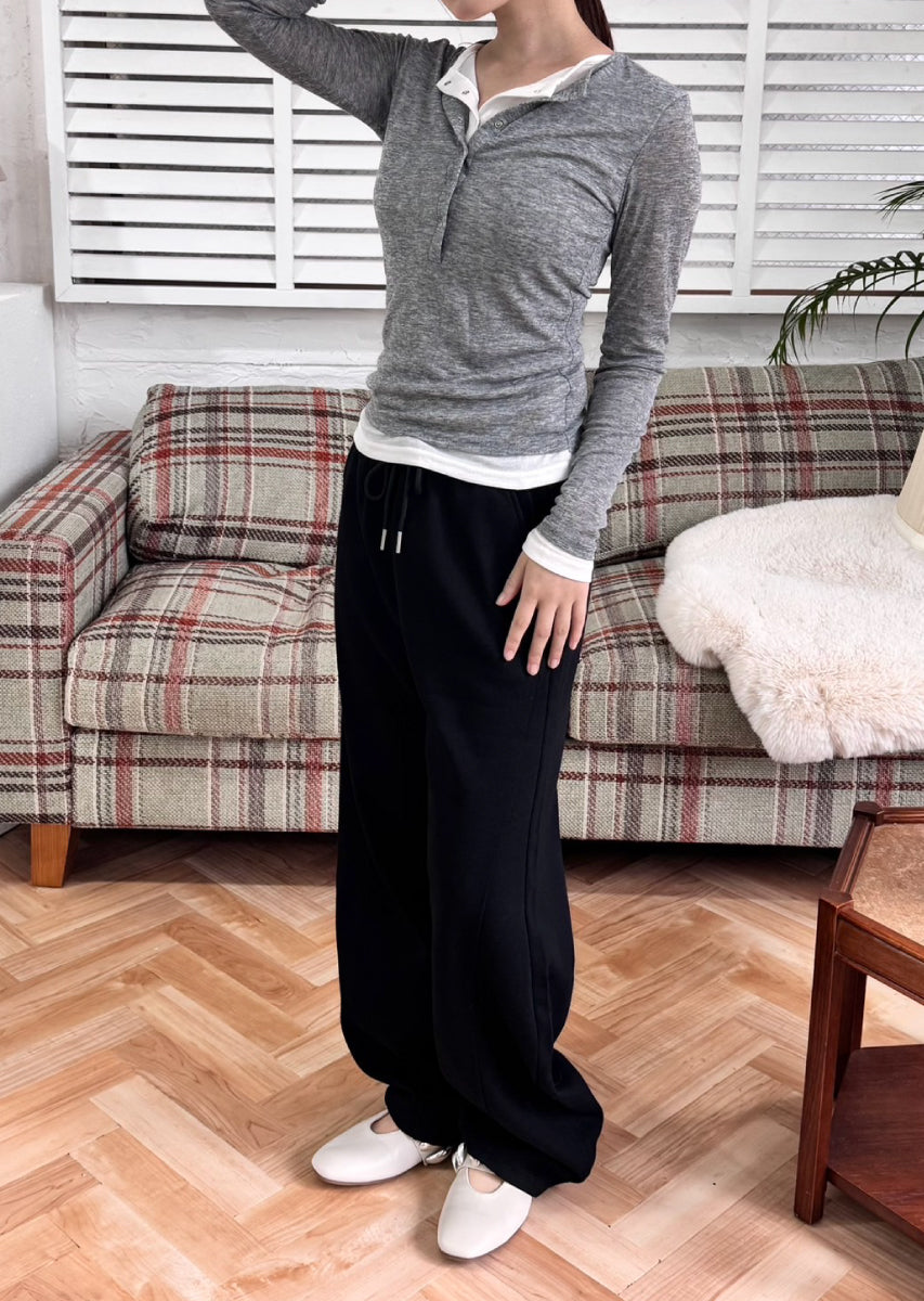 ダブルカラーヘンリーネックトップス