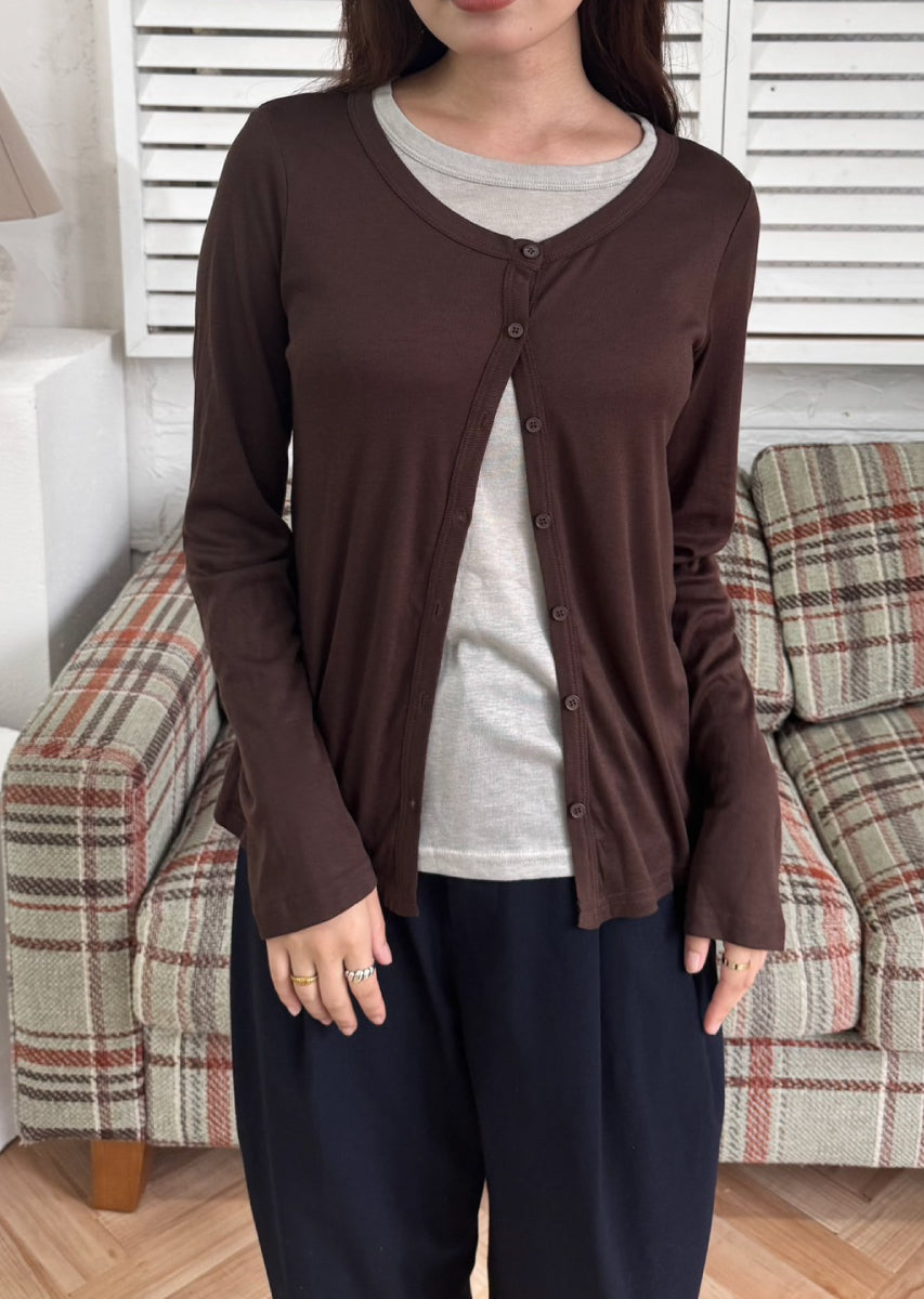 バイカラーソフトフィットカーディガン