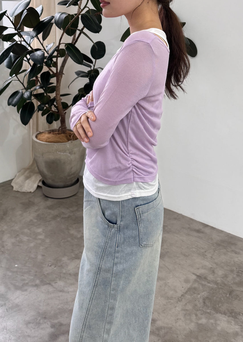 ロングスリーブレイヤードシアートップス