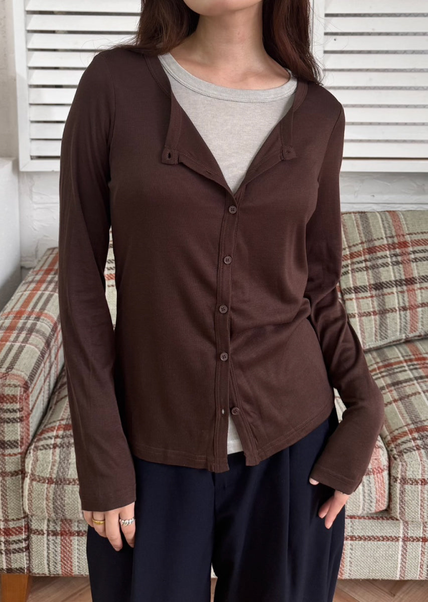 バイカラーソフトフィットカーディガン