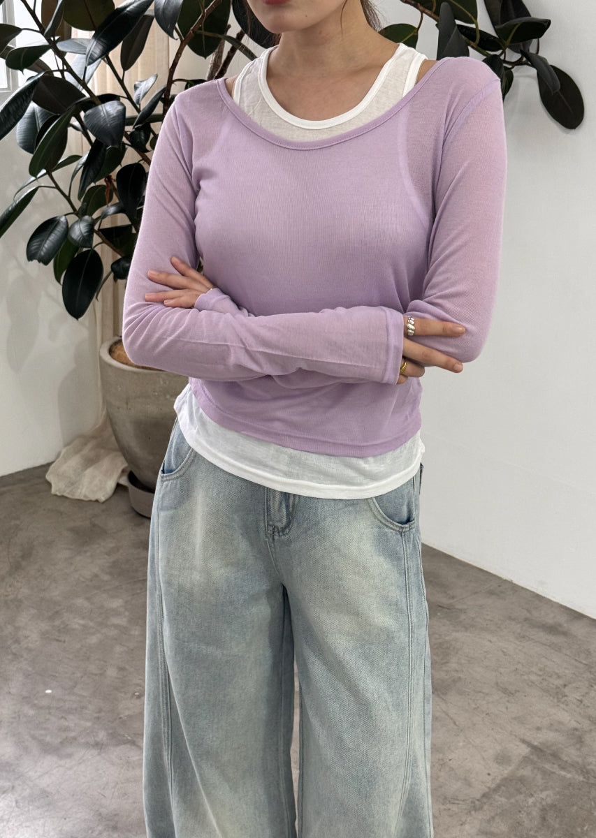 ロングスリーブレイヤードシアートップス