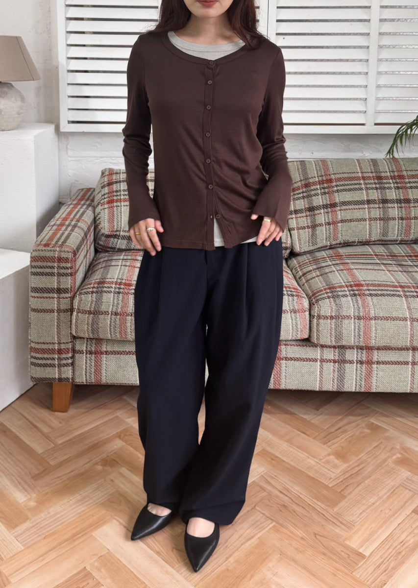 バイカラーソフトフィットカーディガン