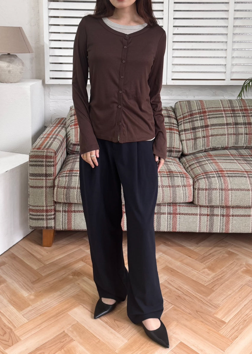 バイカラーソフトフィットカーディガン