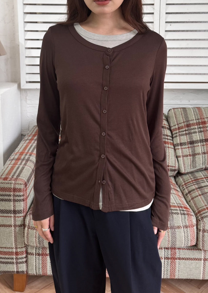 バイカラーソフトフィットカーディガン