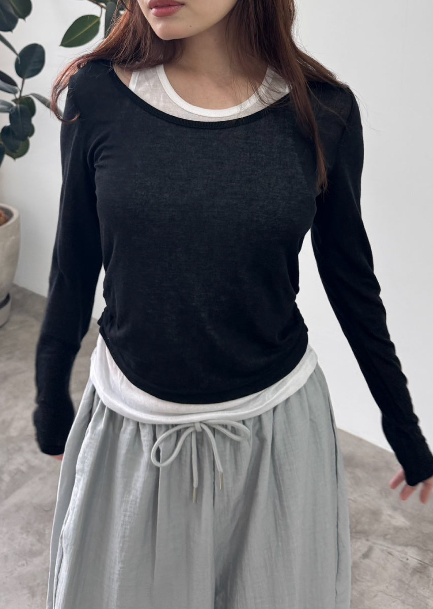 ロングスリーブレイヤードシアートップス