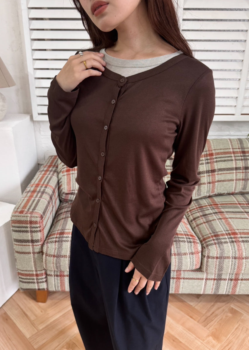 バイカラーソフトフィットカーディガン