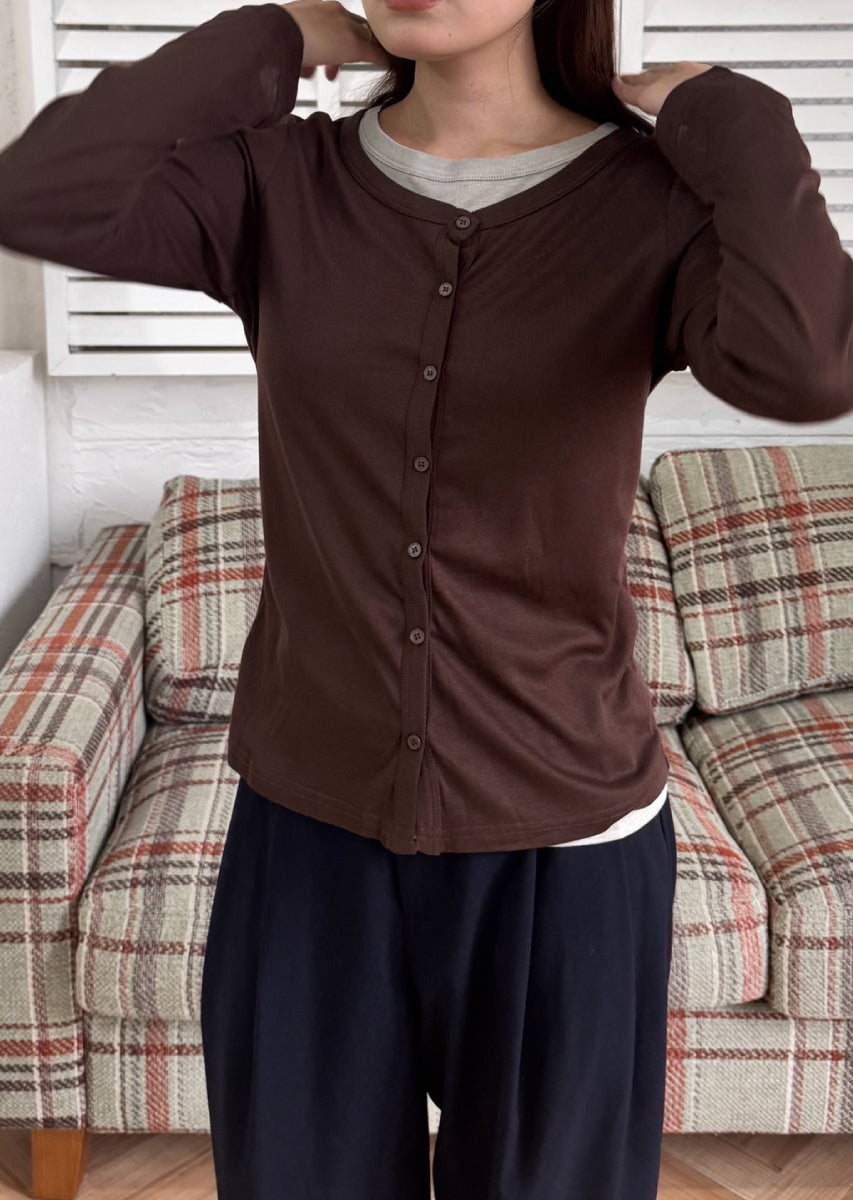 バイカラーソフトフィットカーディガン