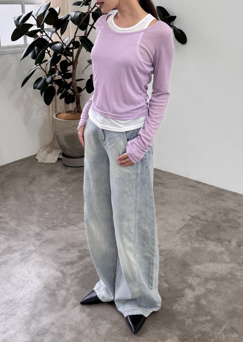 ロングスリーブレイヤードシアートップス