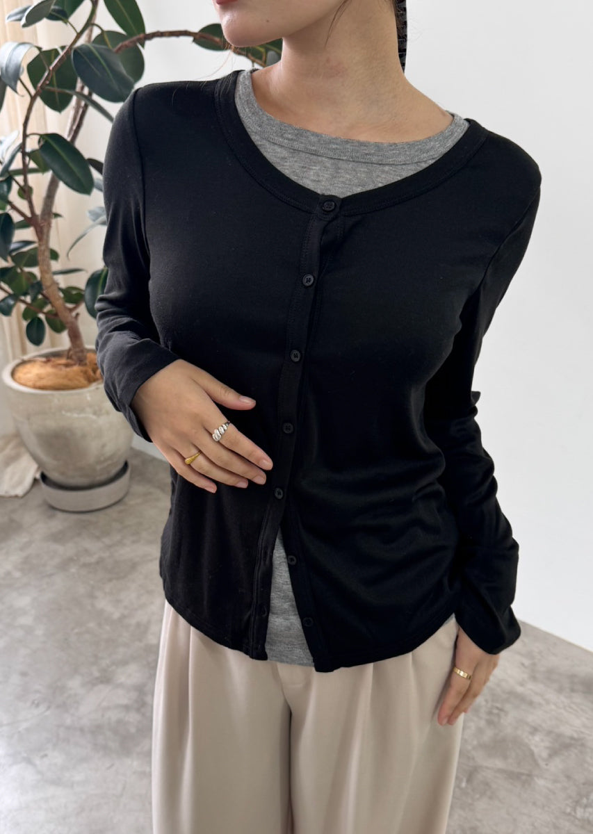 バイカラーソフトフィットカーディガン