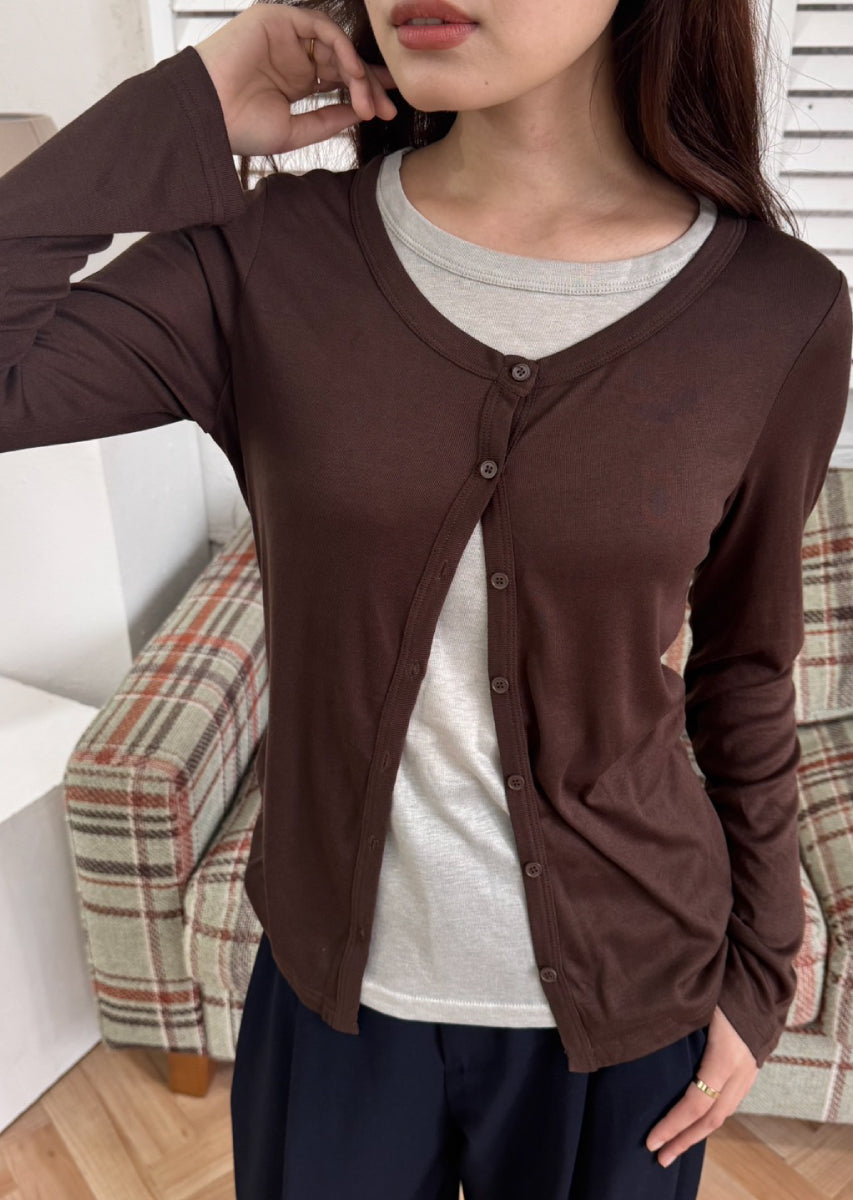 バイカラーソフトフィットカーディガン