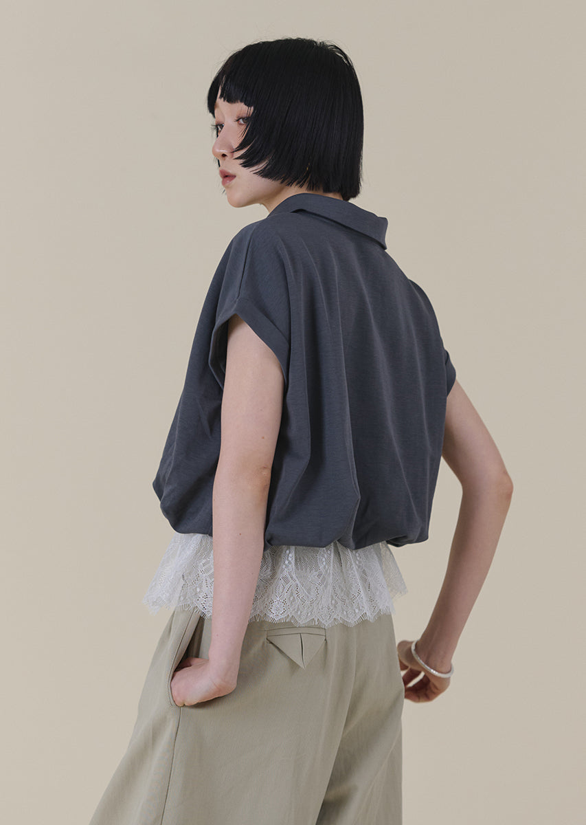 《追加》ハーフジップレースドッキングトップス