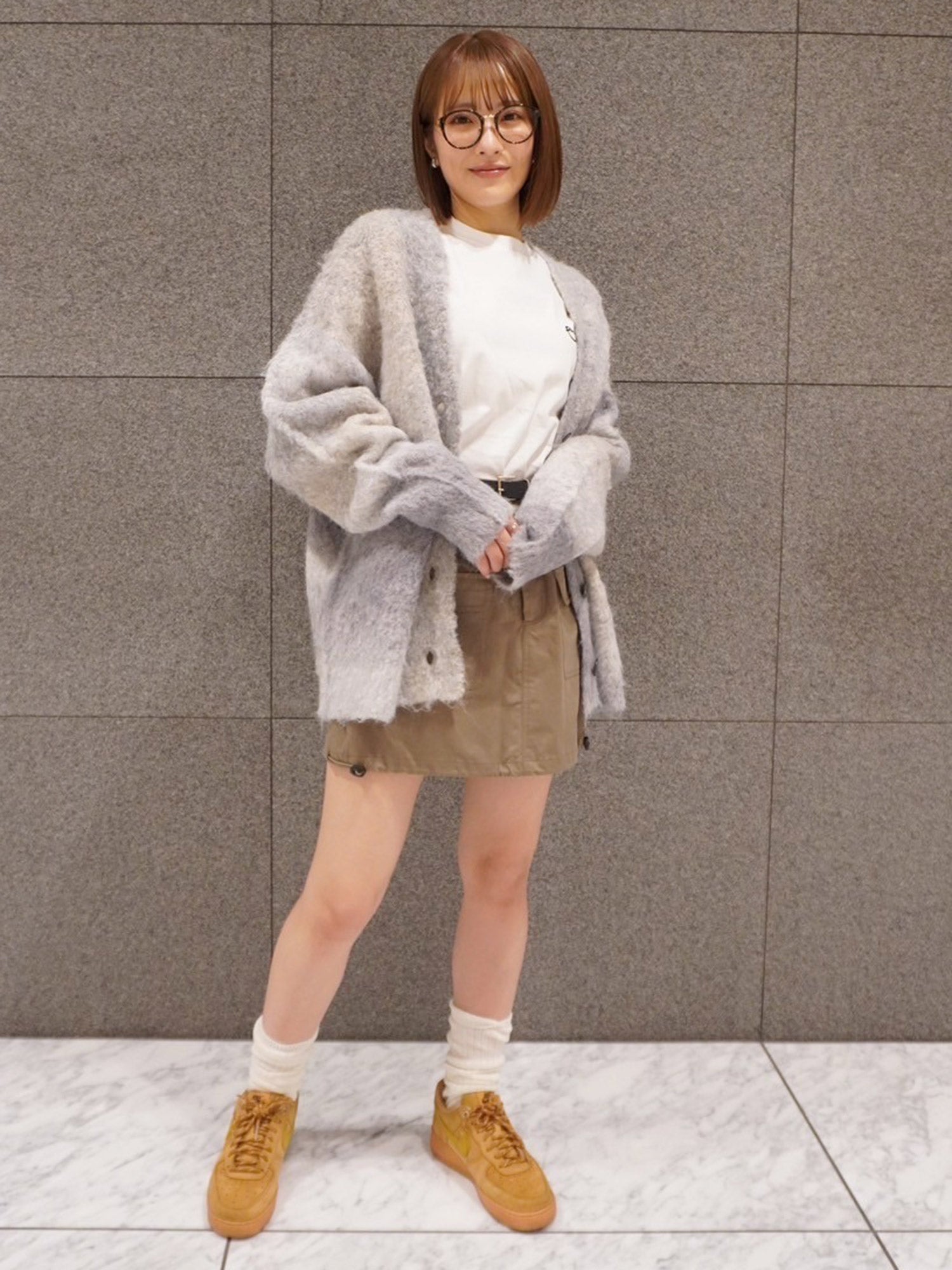 ボーダーシャギーカーディガン