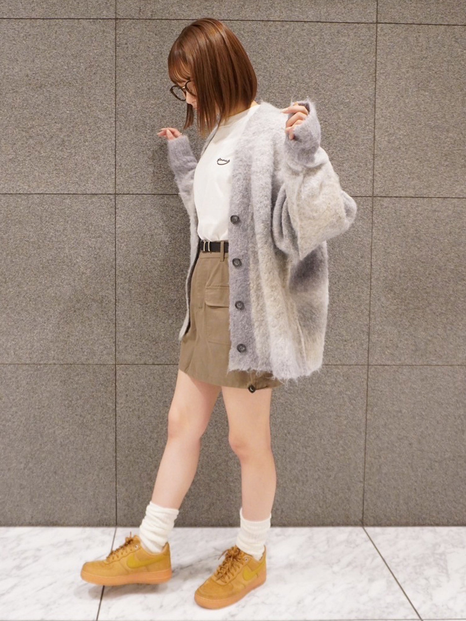 ボーダーシャギーカーディガン