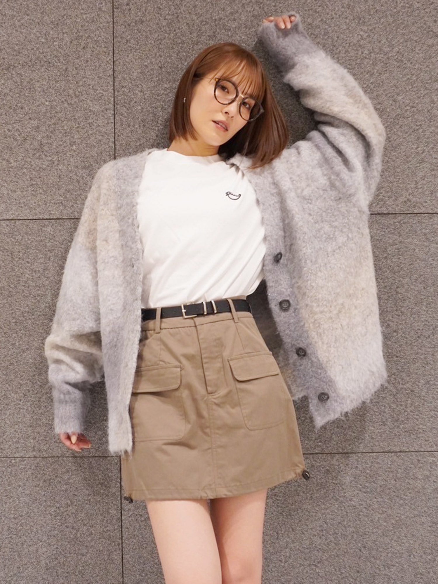 ボーダーシャギーカーディガン