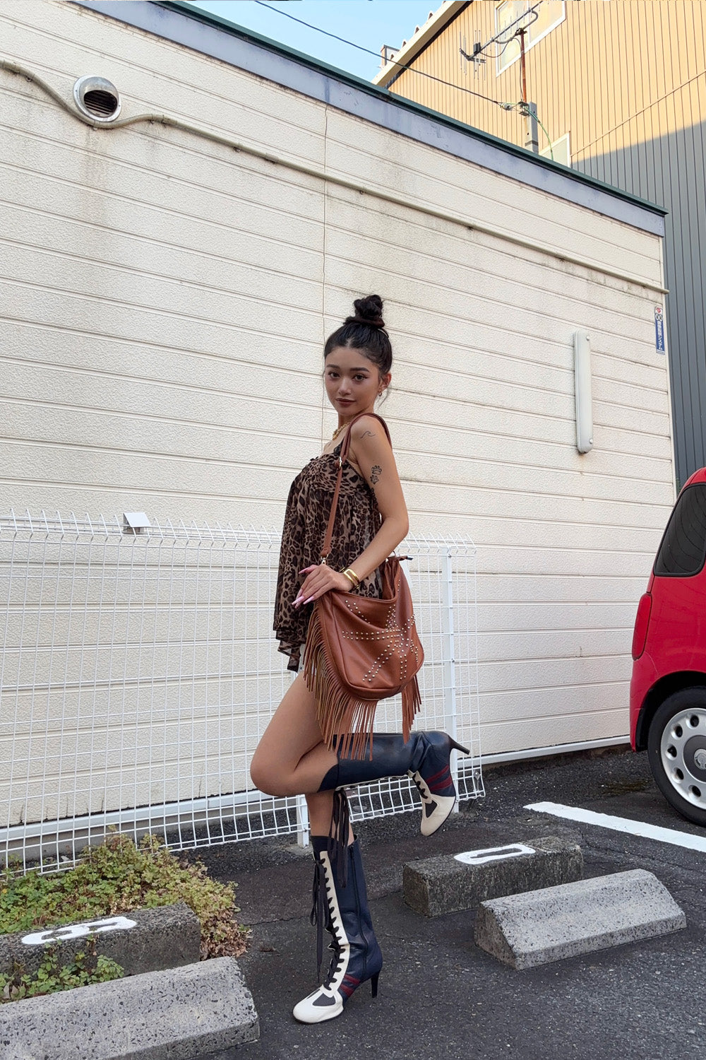 【Hina × Yuna】スタッズ&フリンジショルダーBAG