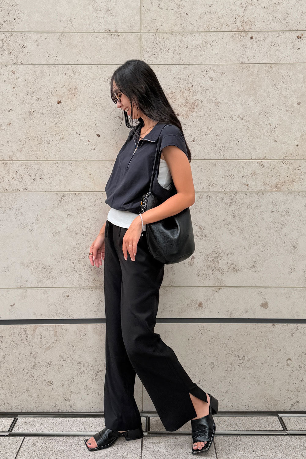 ライトナイロンハーフジップトップス