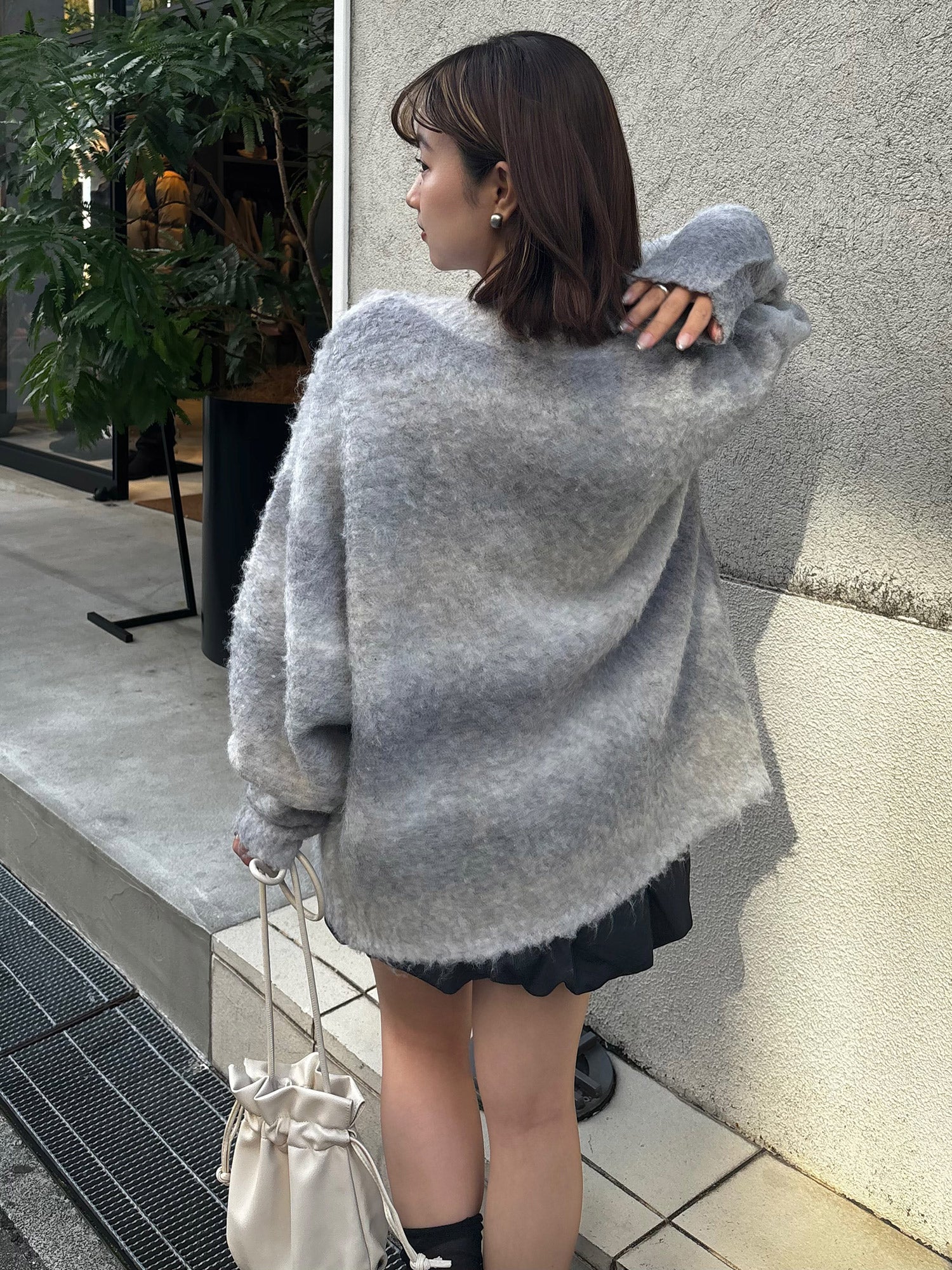 ボーダーシャギーカーディガン