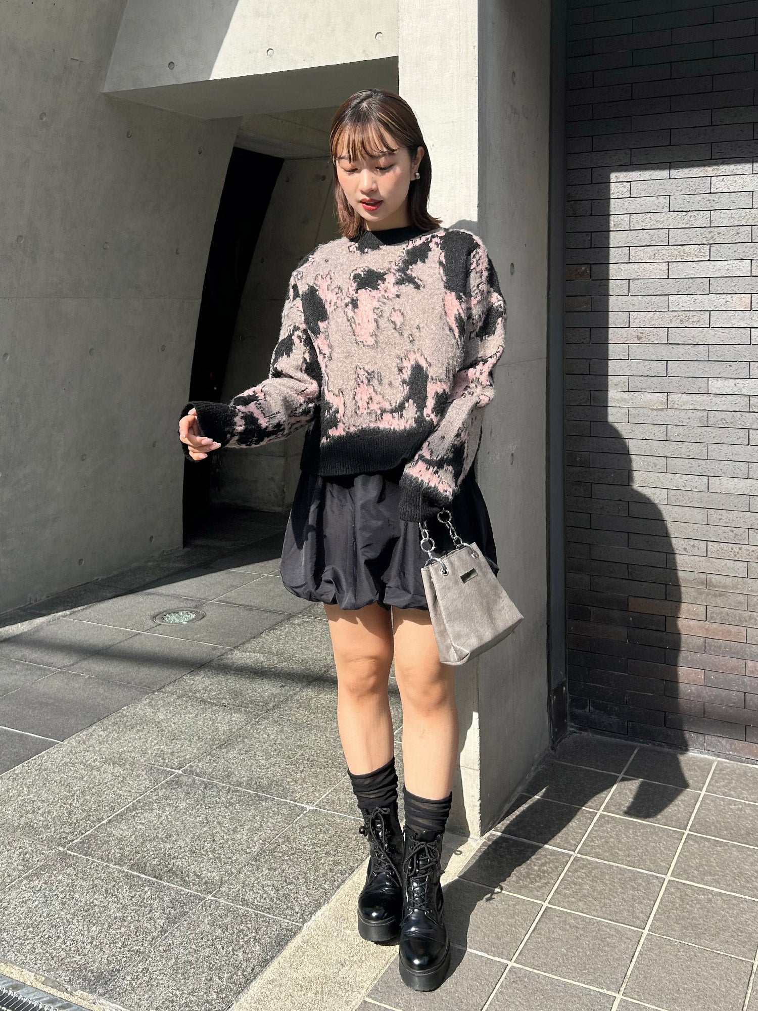 ニュアンス柄ニットプルオーバー