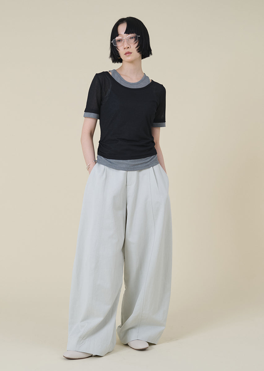 ターンバックウエストワイドパンツ