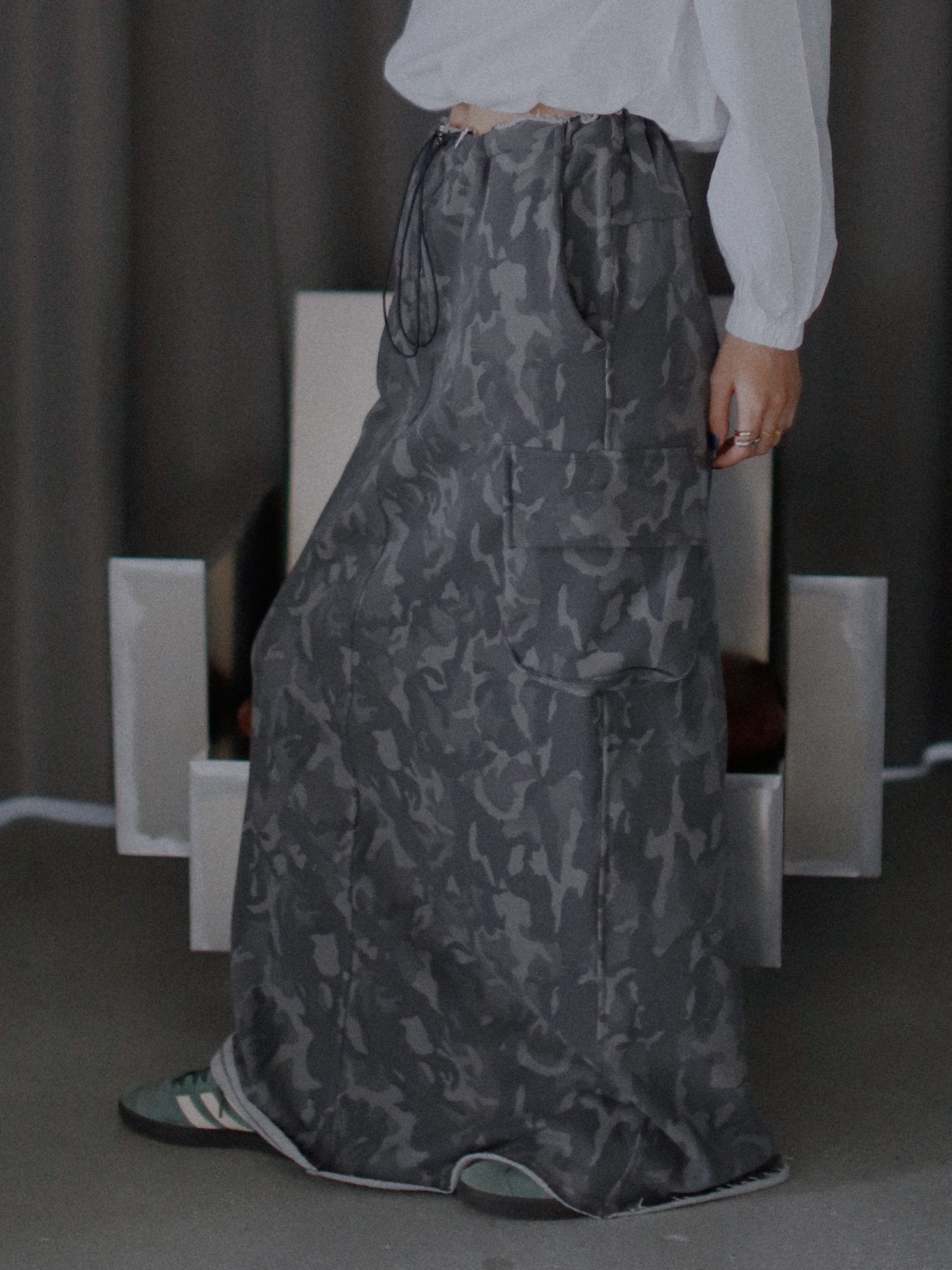 カモフラージュロングスウェットスカート