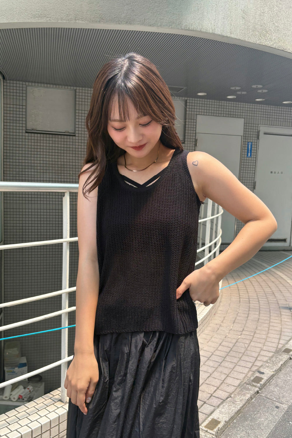 ノースリーブニットトップス