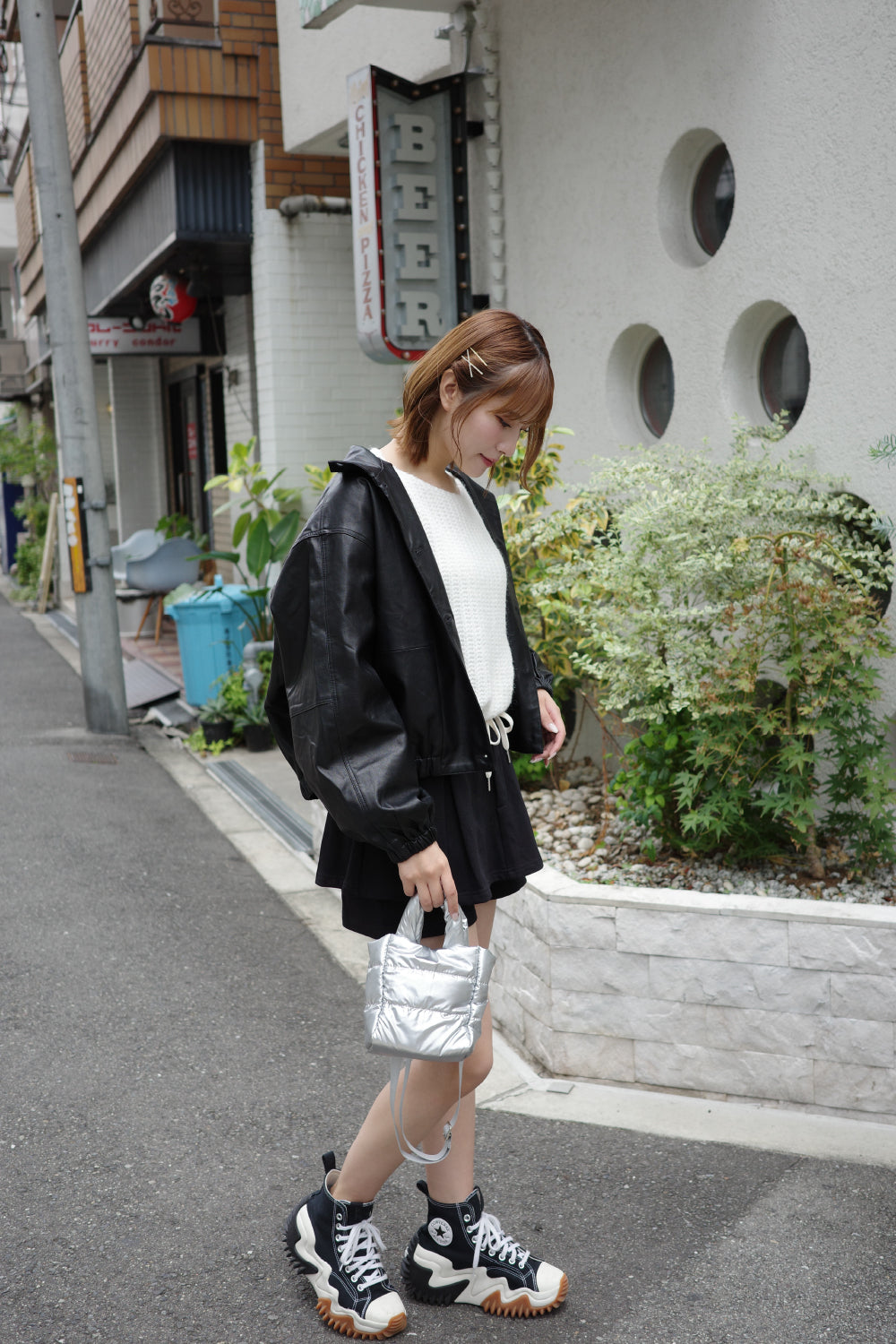 フェイクレザーオーバーサイズジャケット