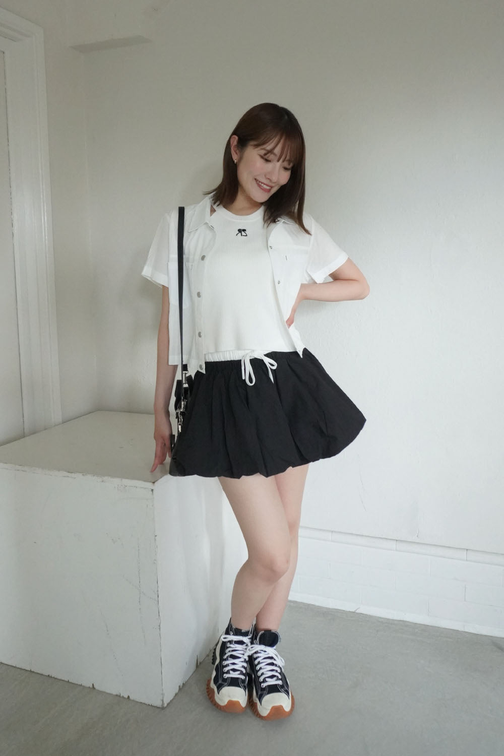 レイヤード風バルーンミニスカート