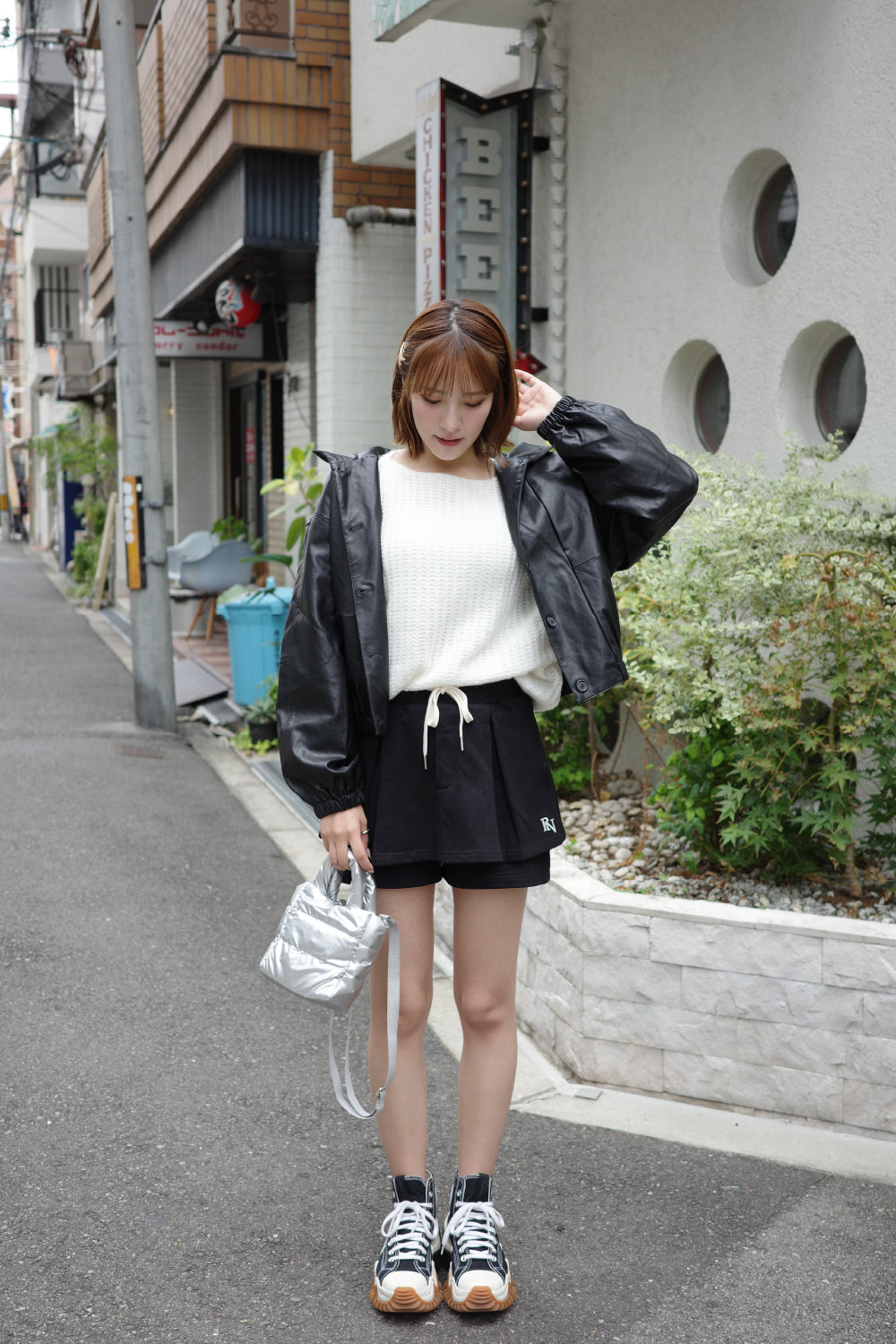 フェイクレザーオーバーサイズジャケット